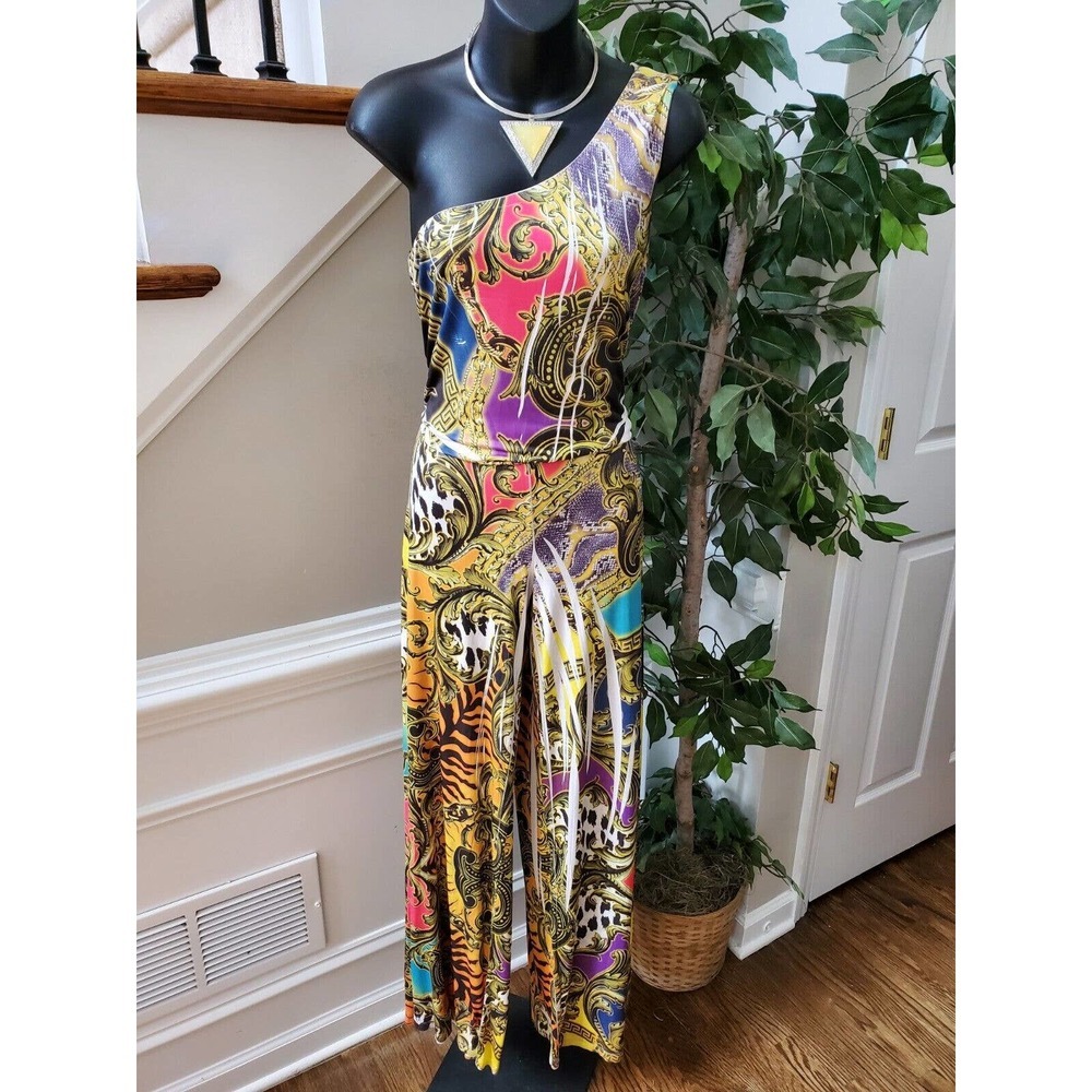 Symphony Women's Multicolor Polyester One Shoulder Off Casual Jumpsuits Size M